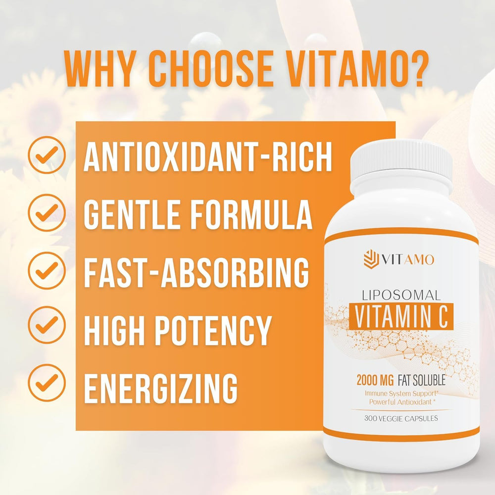 Daily use scene with Vitamo Liposomal Vitamin C 2000mg for wellness routine.