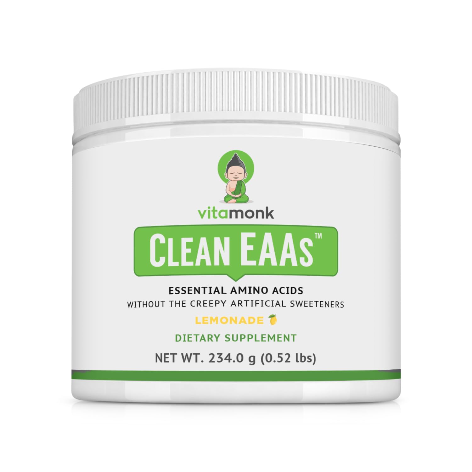 VitaMonk Clean EAA lemon bottle with pure amino acids for clean energy
