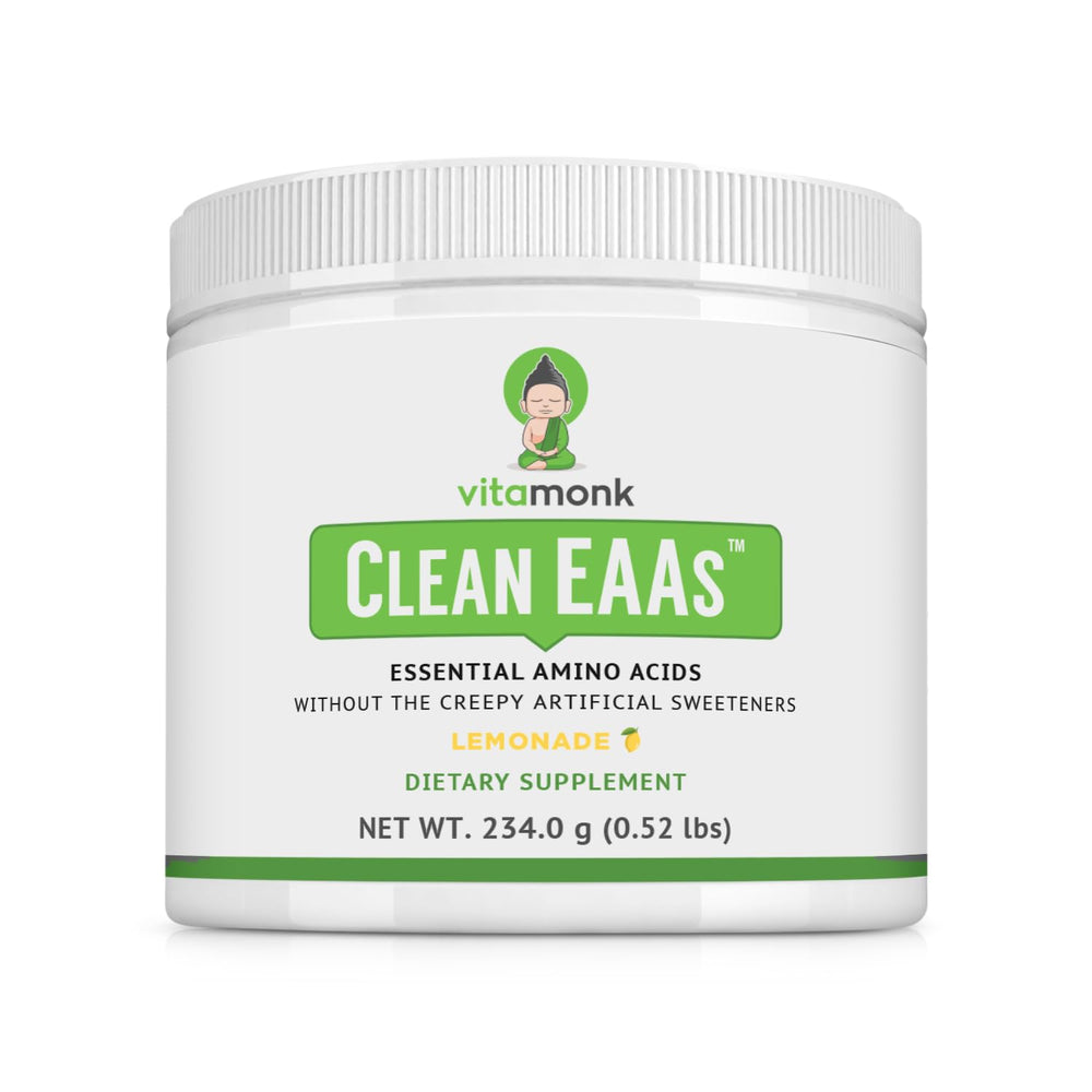 VitaMonk Clean EAA lemon bottle with pure amino acids for clean energy