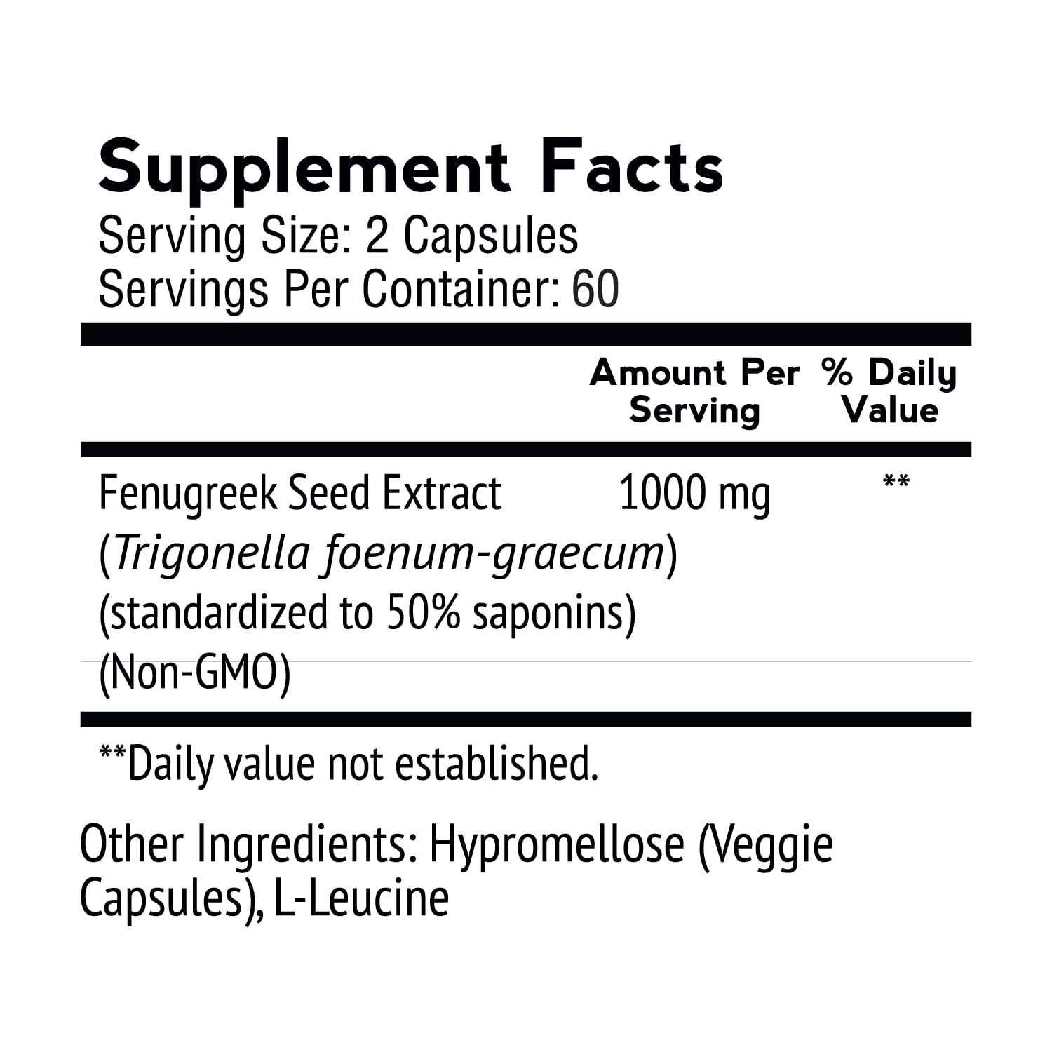 VitaMonk FenuTrax fenugreek seed ingredient label highlighting natural origin.