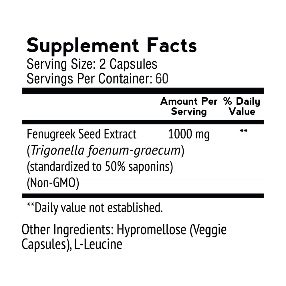 VitaMonk FenuTrax fenugreek seed ingredient label highlighting natural origin.
