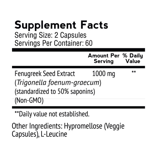 VitaMonk FenuTrax fenugreek seed ingredient label highlighting natural origin.