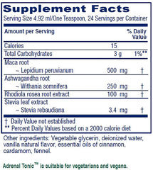 Vitanica Adrenal Tonic bottle being poured to show easy usage.