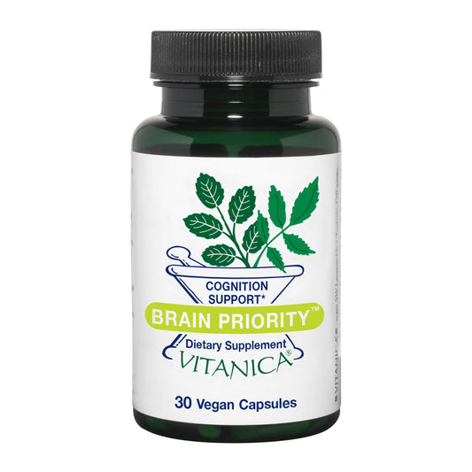 Vitanica Brain Priority bottle front view for daily cognitive support