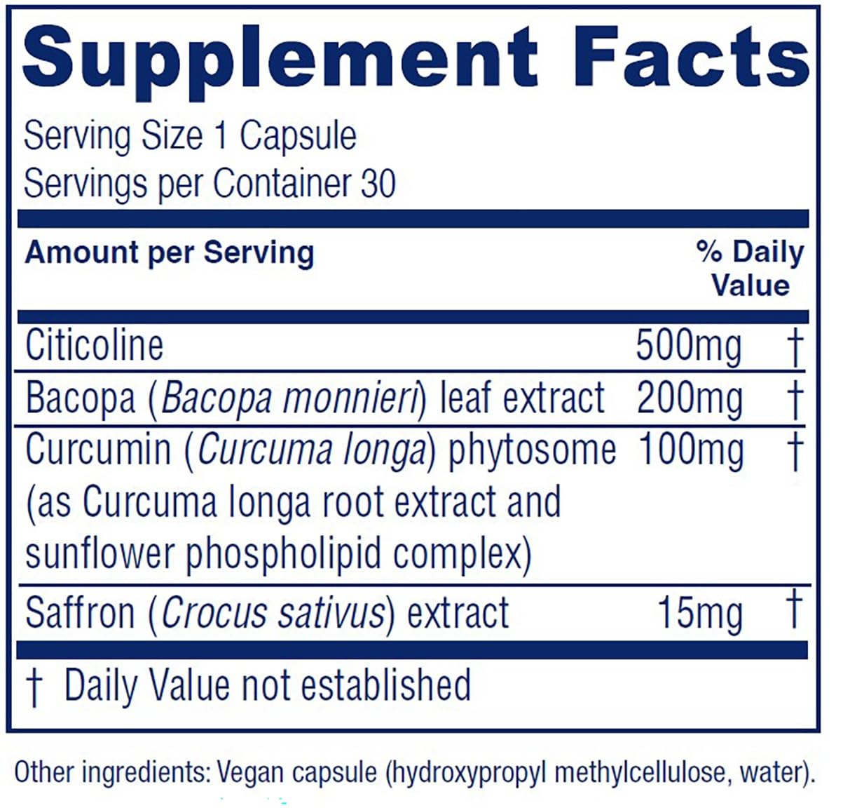 Close-up of Brain Priority capsules illustrating vegan formula for memory and focus