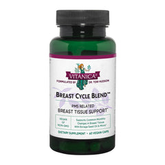 Vitanica Breast Cycle Blend bottle with capsules for daily cycle support.