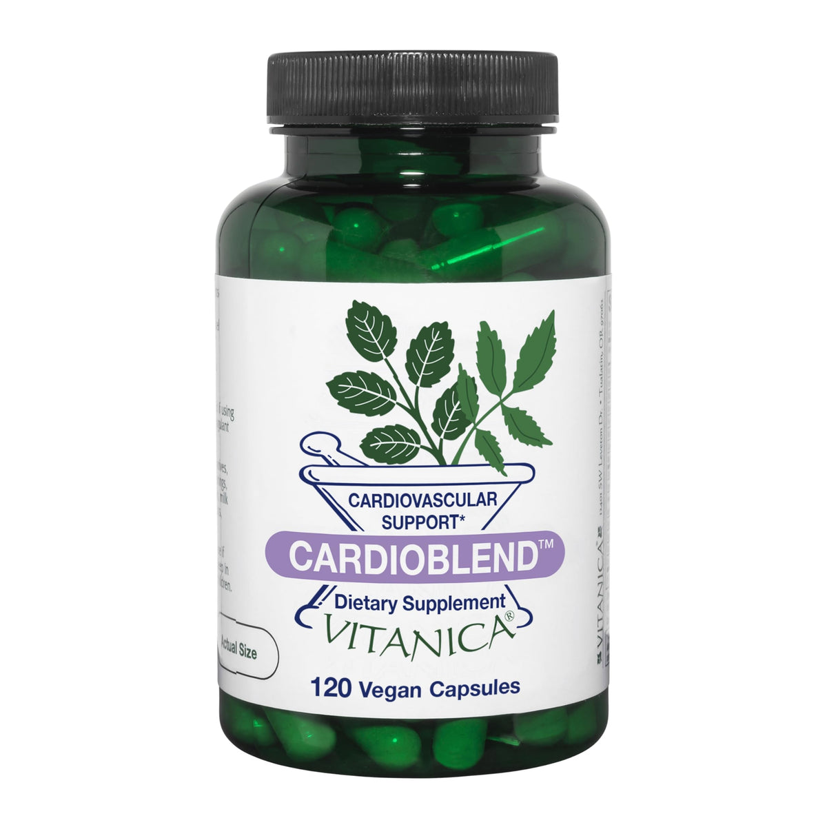 Vitanica CardioBlend bottle front suggesting heart-health support as part of a daily routine