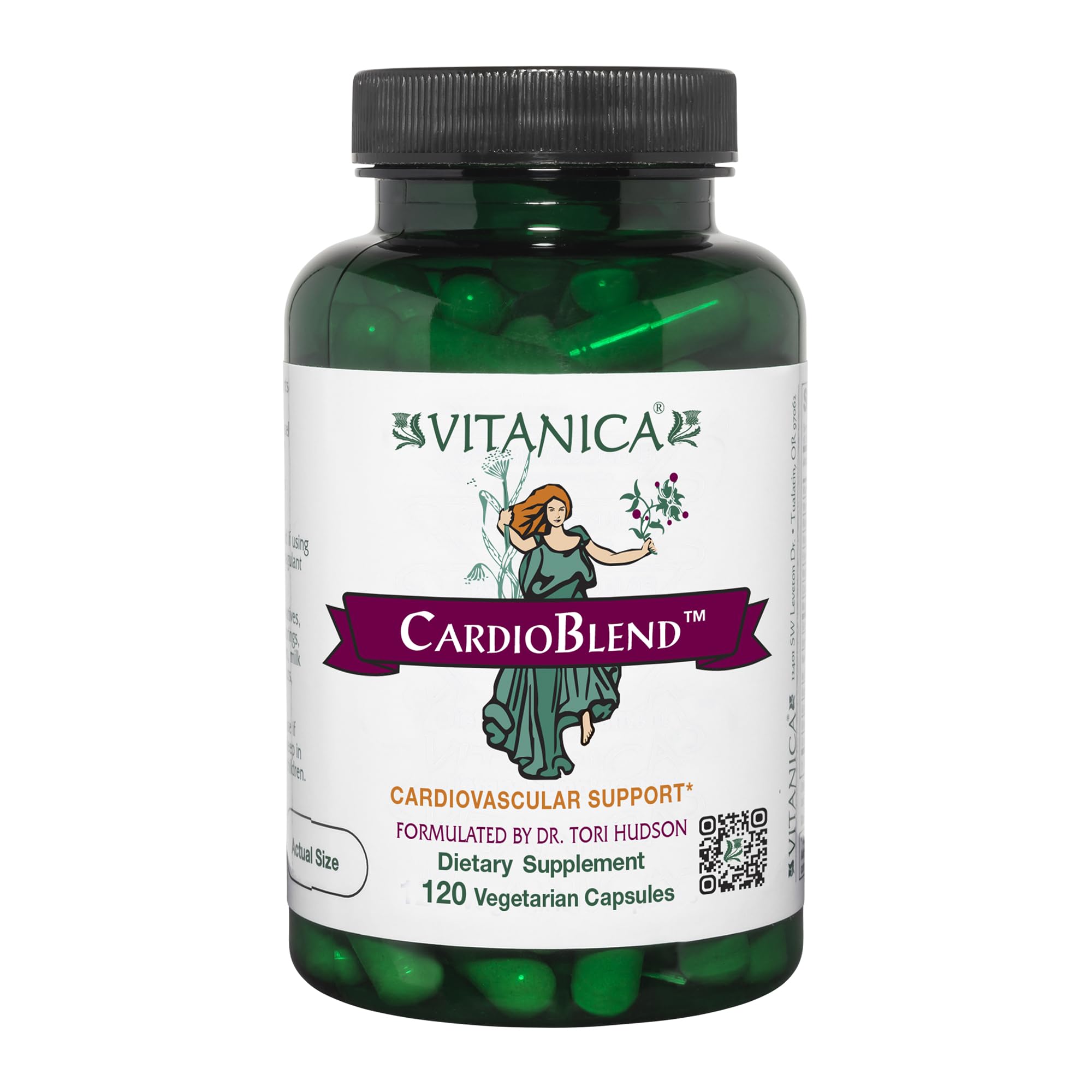 Vitanica CardioBlend bottle front view highlighting vegan cardiovascular support.