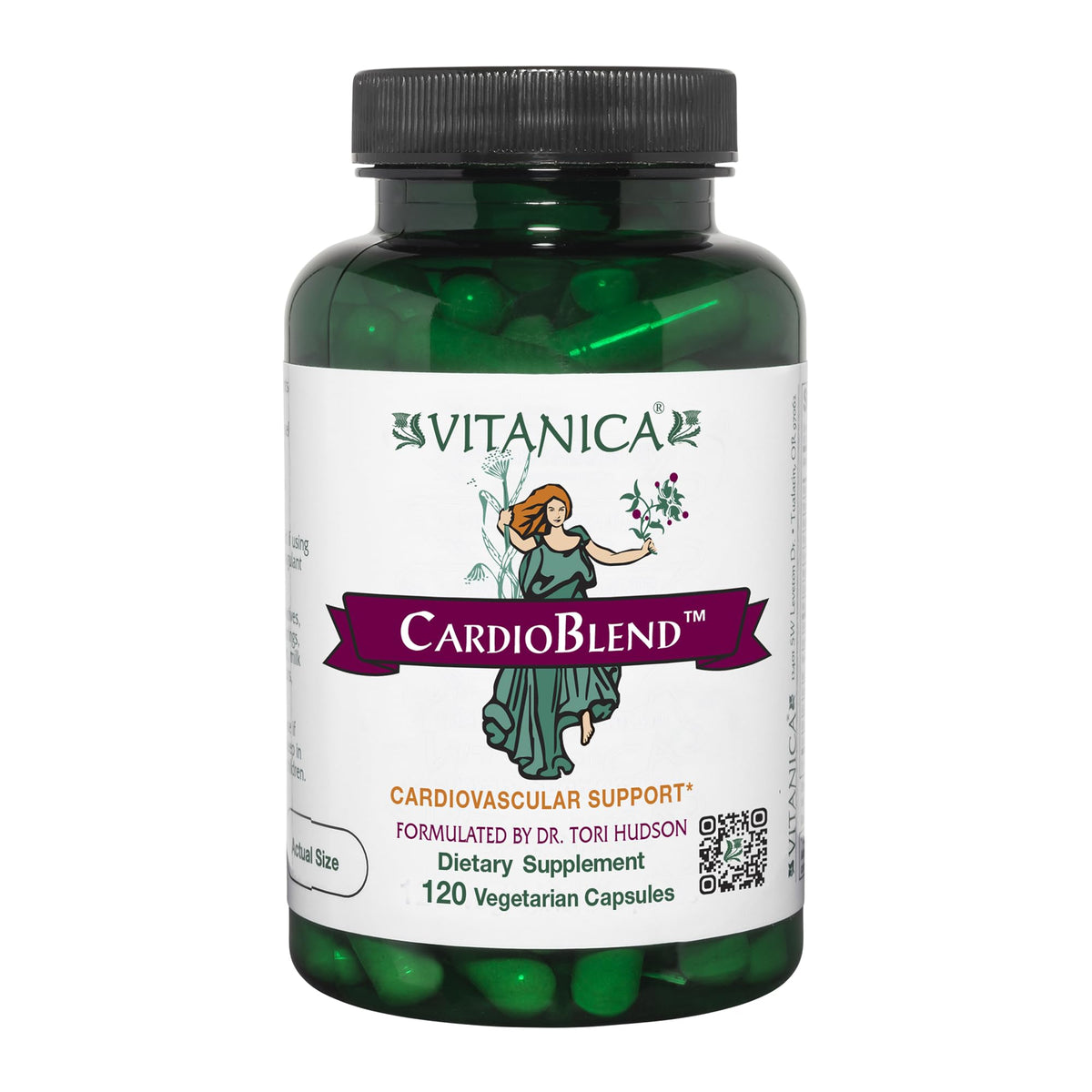 Vitanica CardioBlend bottle front view highlighting vegan cardiovascular support.