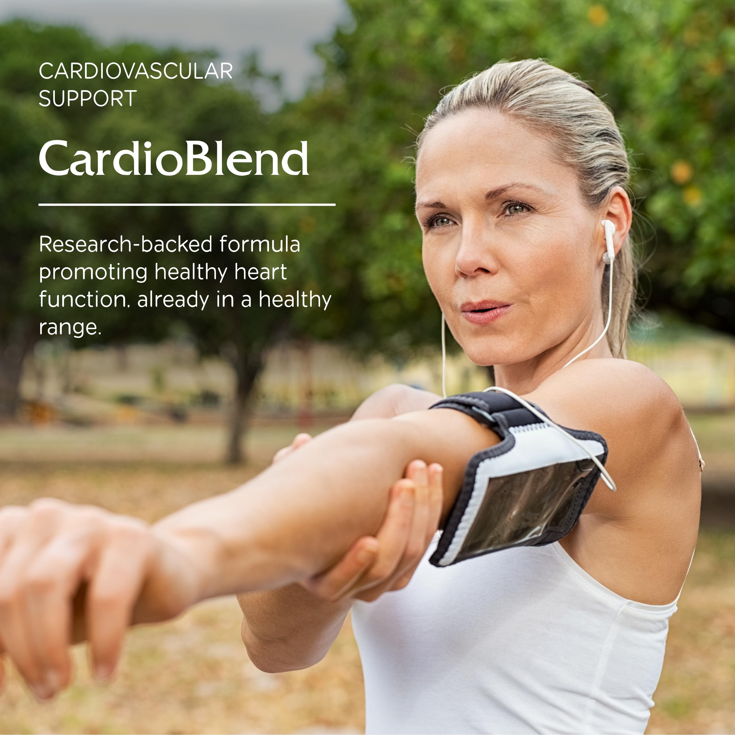 Vitanica CardioBlend CoQ10 closeup signaling antioxidant support for heart health.