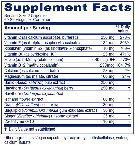 Vitanica CardioBlend label closeup highlighting antioxidant vitamins for vascular wellness