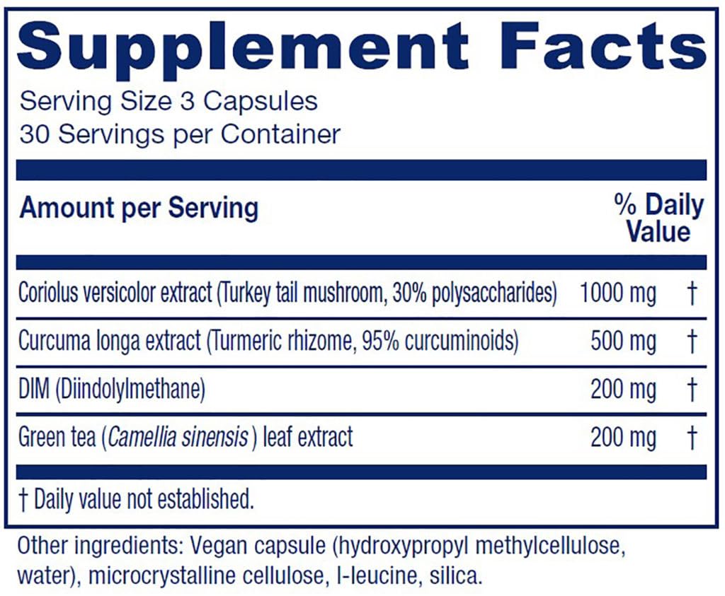Vitanica CCDG Capsules close-up shows plant-based components for immune health.