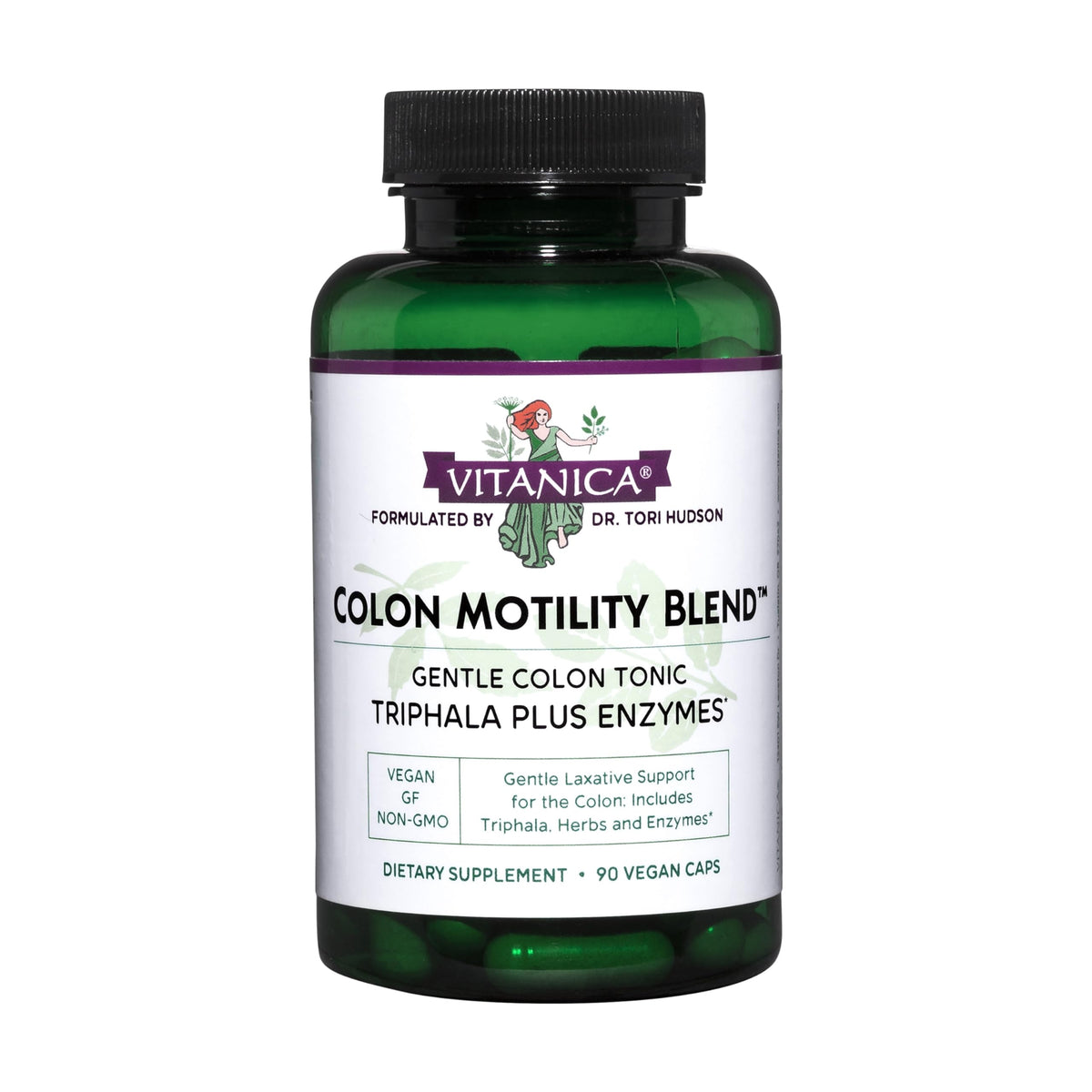 Vitanica Colon Motility Blend bottle supports calm digestion in daily routine.