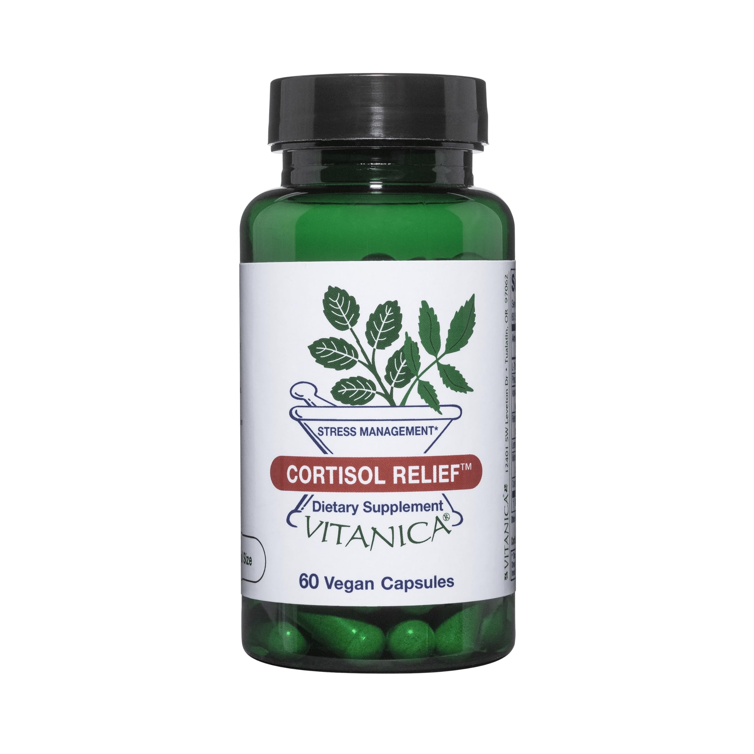Vitanica Cortisol Relief bottle cap closeup for easy daily stress support