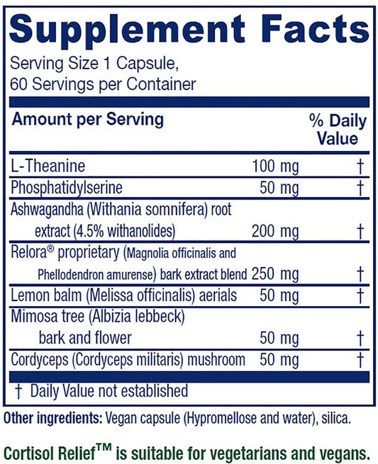 Vitanica Cortisol Relief capsules closeup for vegan daily calm support