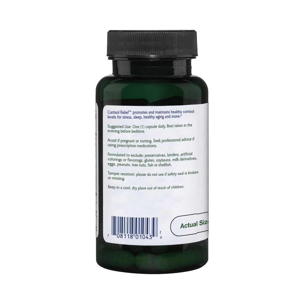 Vitanica Cortisol Relief label front highlighting adaptogenic ingredients