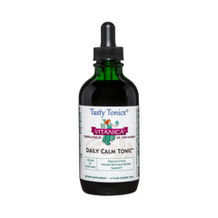 Vitanica Daily Calm Tonic bottle on a clean surface, inviting a daily calm routine.