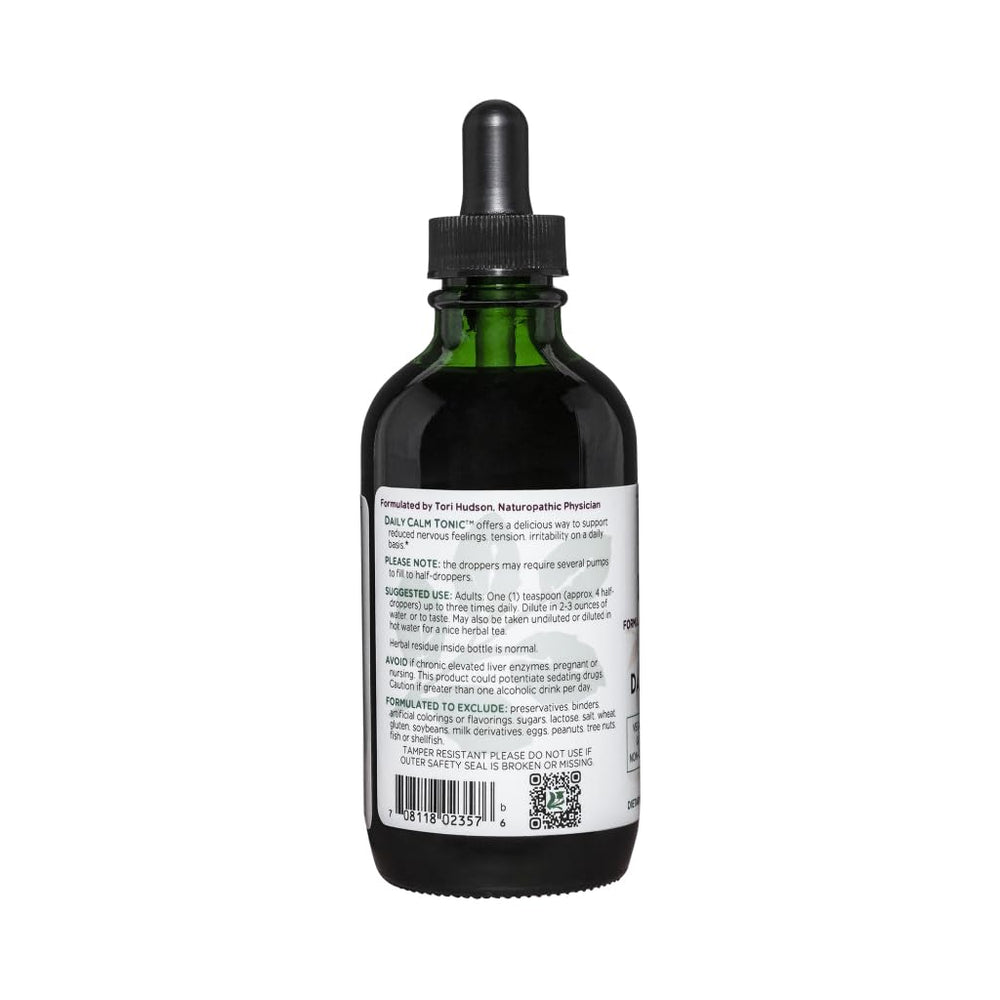 Close-up of the dropper with Vitanica Daily Calm Tonic for precise serving.