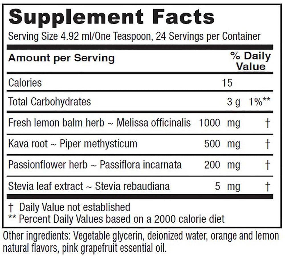 Vitanica Daily Calm Tonic being poured, showing easy, measured dosing for busy days.