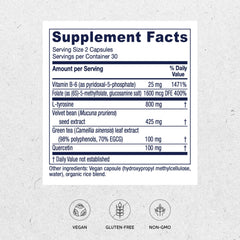 Vitanica Dopamine Assist capsules close-up highlighting natural ingredients for balanced neurotransmitter support.