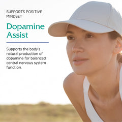 Vitanica Dopamine Assist ingredients panel shows Mucuna Pruriens and green tea for synergy.