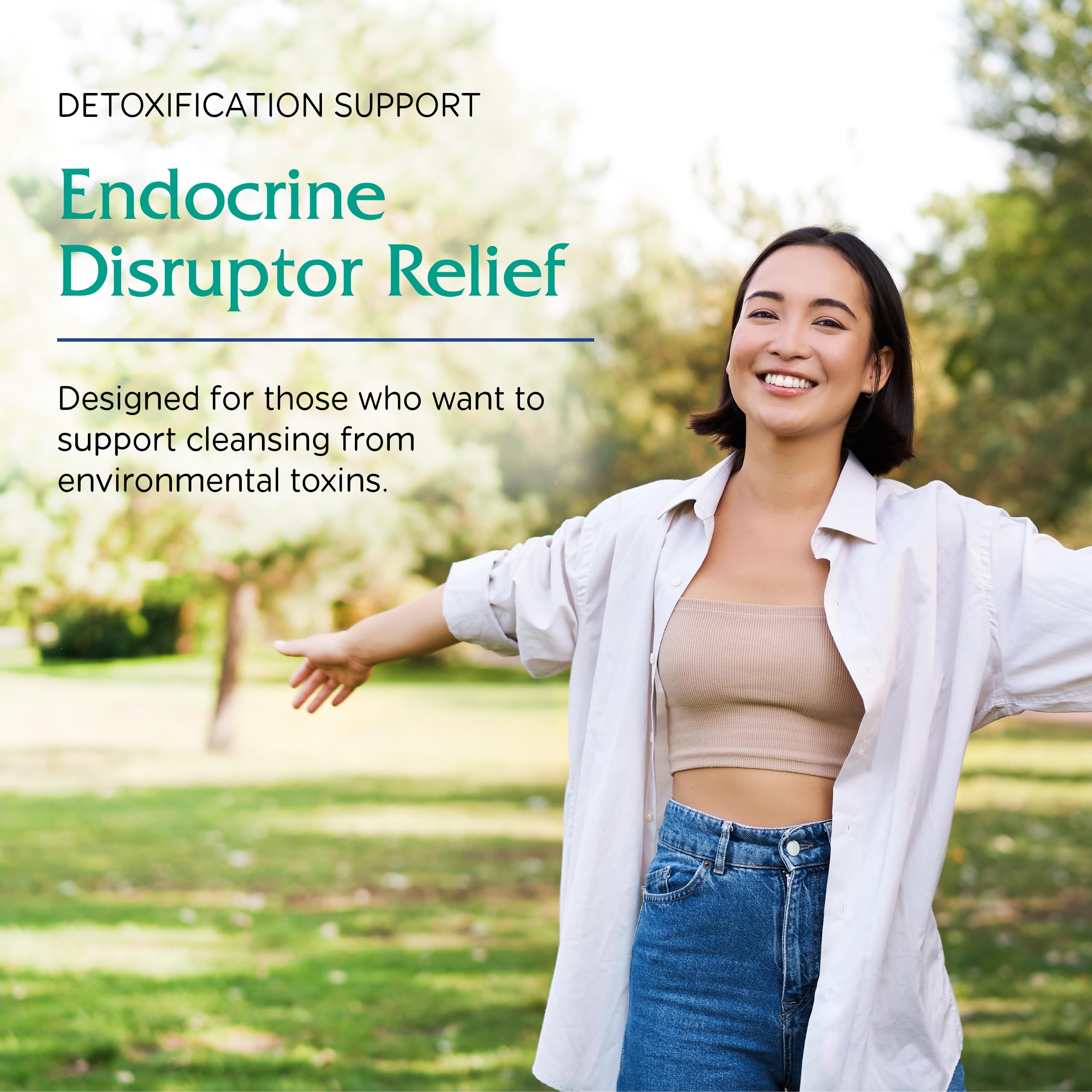 Vitanica Endocrine Disruptor Relief label close-up emphasizes doctor-formulated detox.
