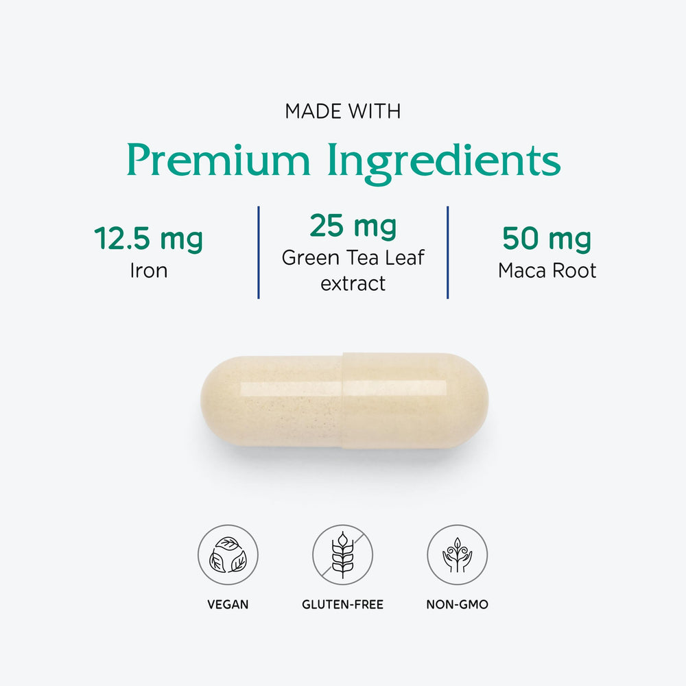Vitanica FemTeen Symmetry ingredients panel shows DIM, green tea, maca