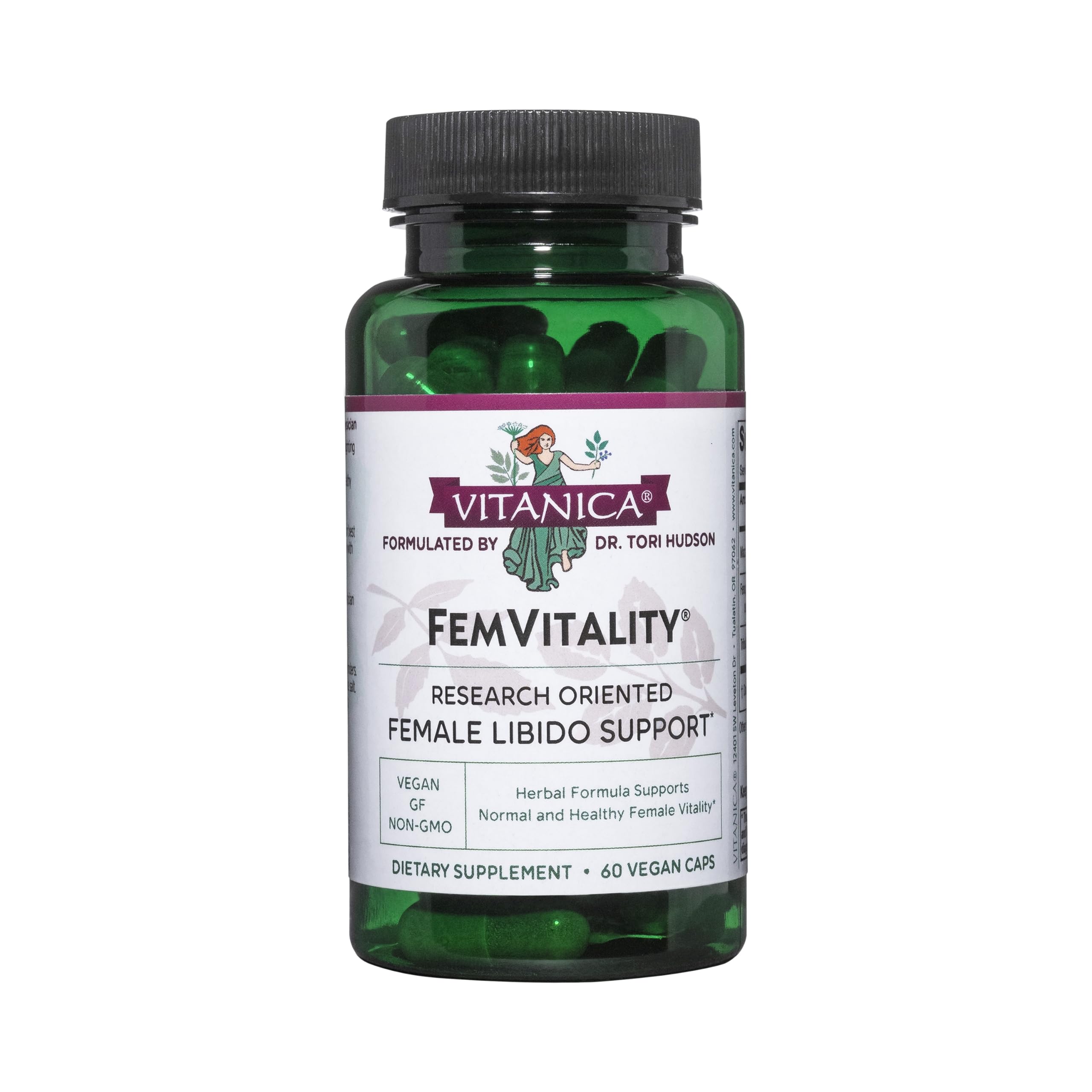 Vitanica FemVitality bottle-front image, premium women's libido supplement.