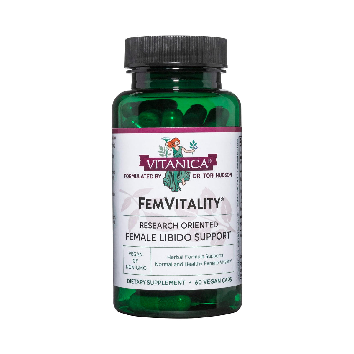 Vitanica FemVitality bottle-front image, premium women's libido supplement.