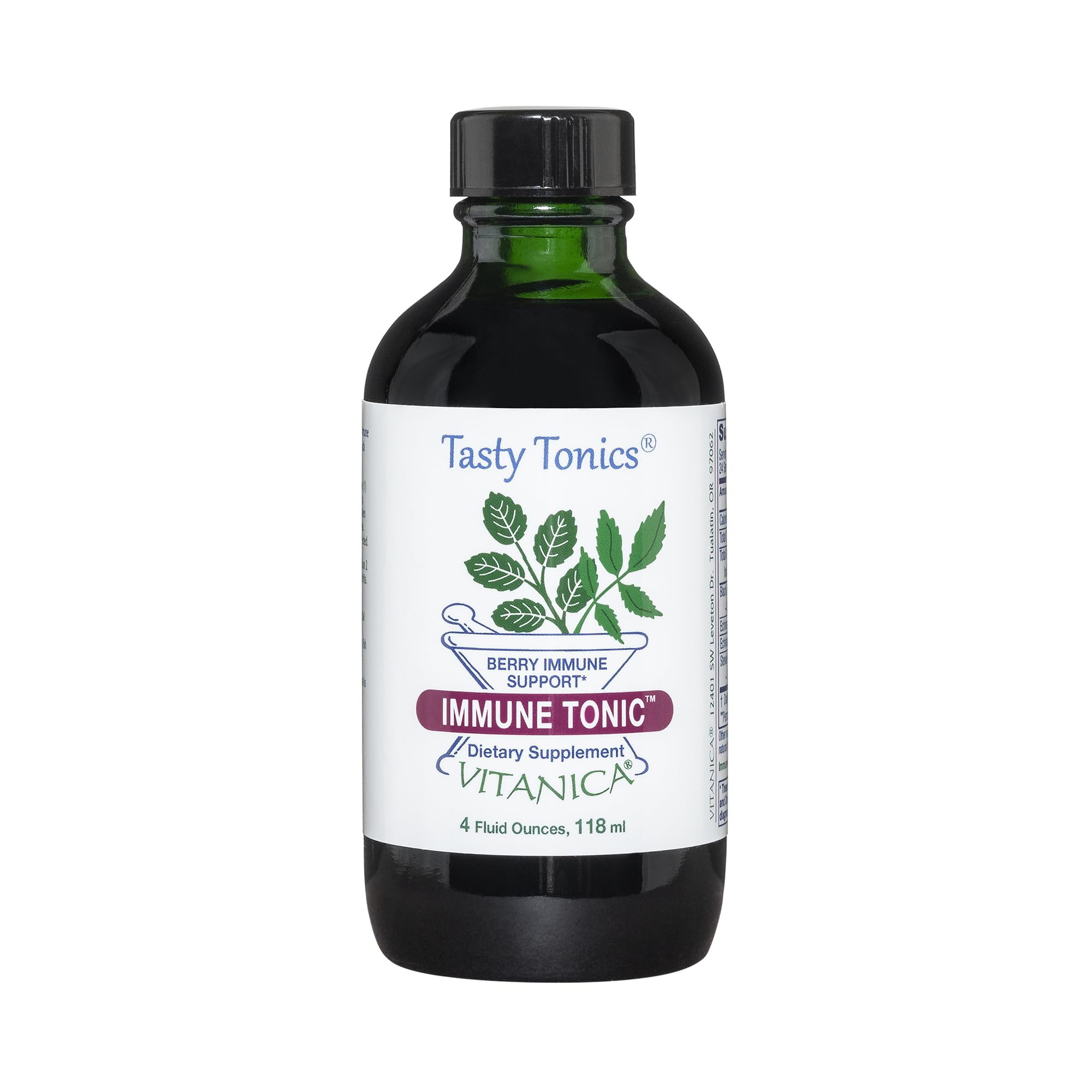 Vitanica Immune Tonic bottle front showing premium elderberry syrup for immune support