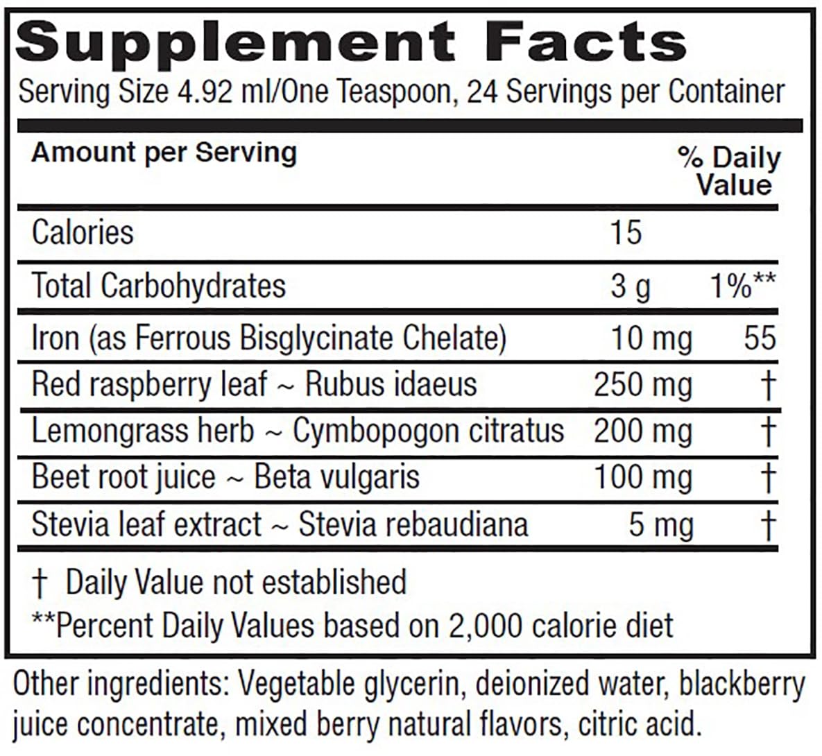 Vitanica Iron Tonic dropper shows precise daily dosing for easy use.
