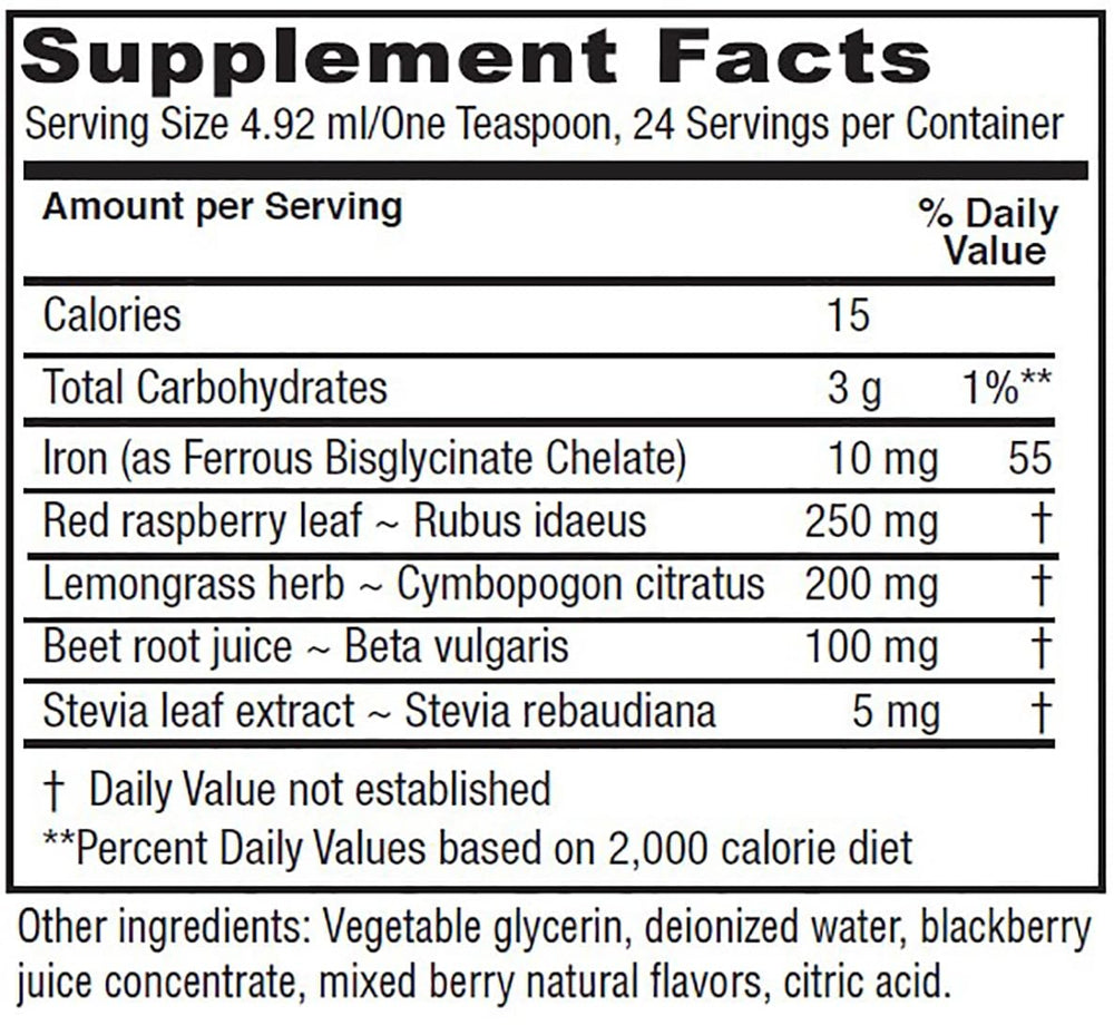 Vitanica Iron Tonic dropper shows precise daily dosing for easy use.