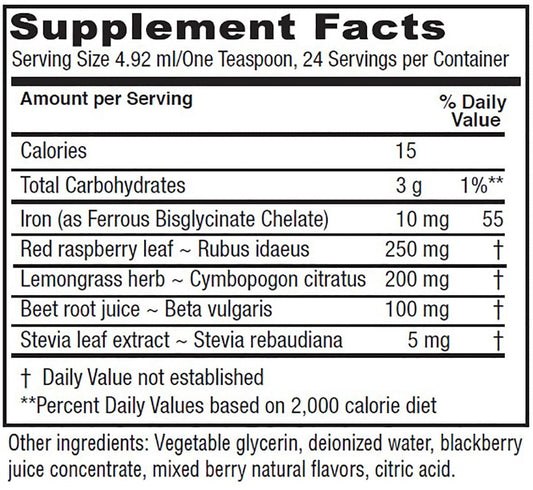 Vitanica Iron Tonic dropper shows precise daily dosing for easy use.