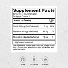 Close-up of the orange flavor label on Vitanica Magnesium Tonic.