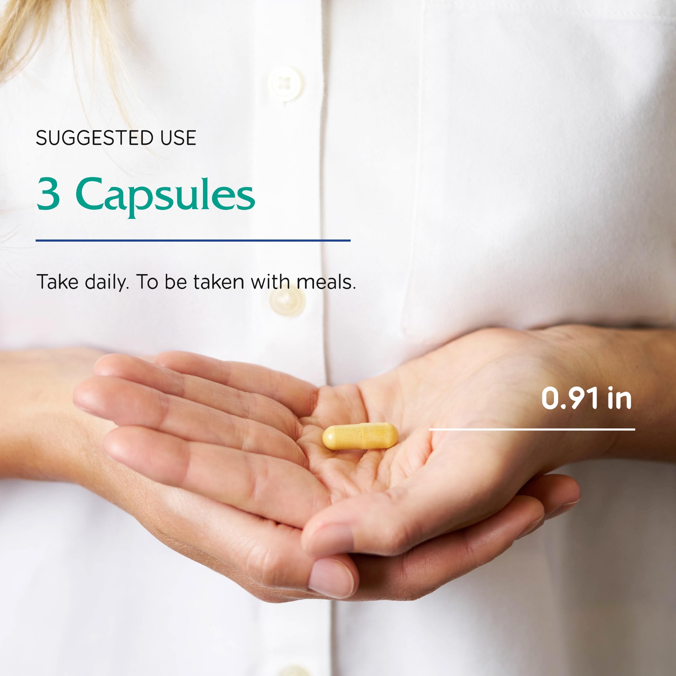 Vitanica Mid-Life Symmetry ingredients table, shows buffered Vitamin C and bioflavonoids.
