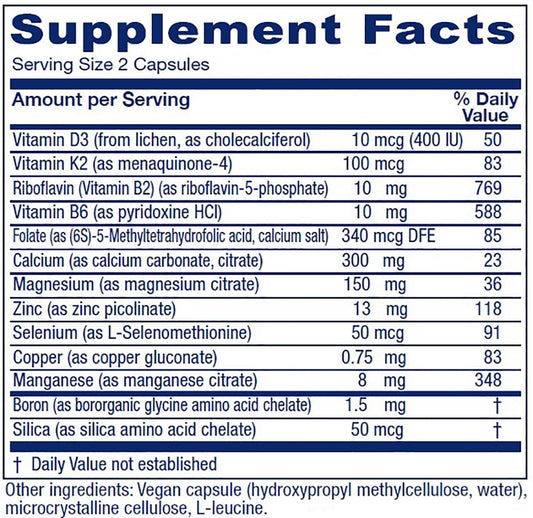 Vitanica OsteoBlend bottle pour suggests easy daily calcium absorption support.