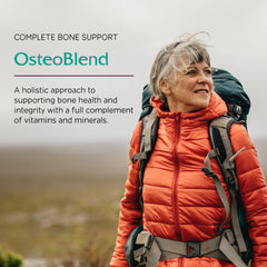 OsteoBlend packaging showcases vegan, non-GMO bone health claims.