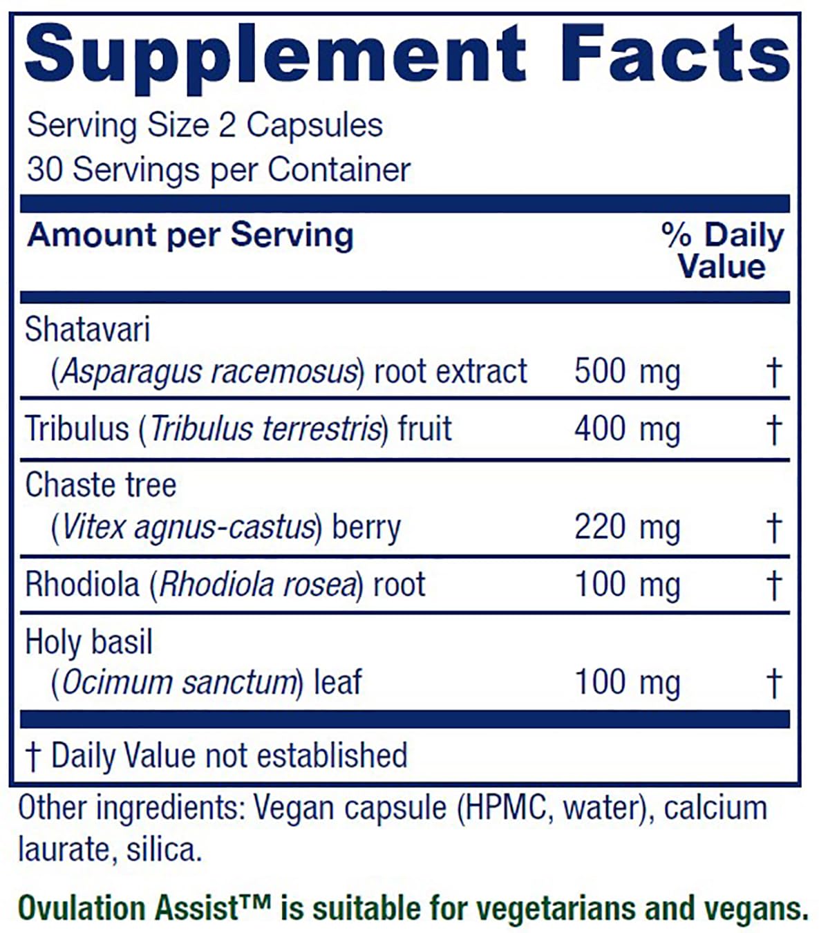 Vitanica Ovulation Assist bottle side view showing packaging for daily use.