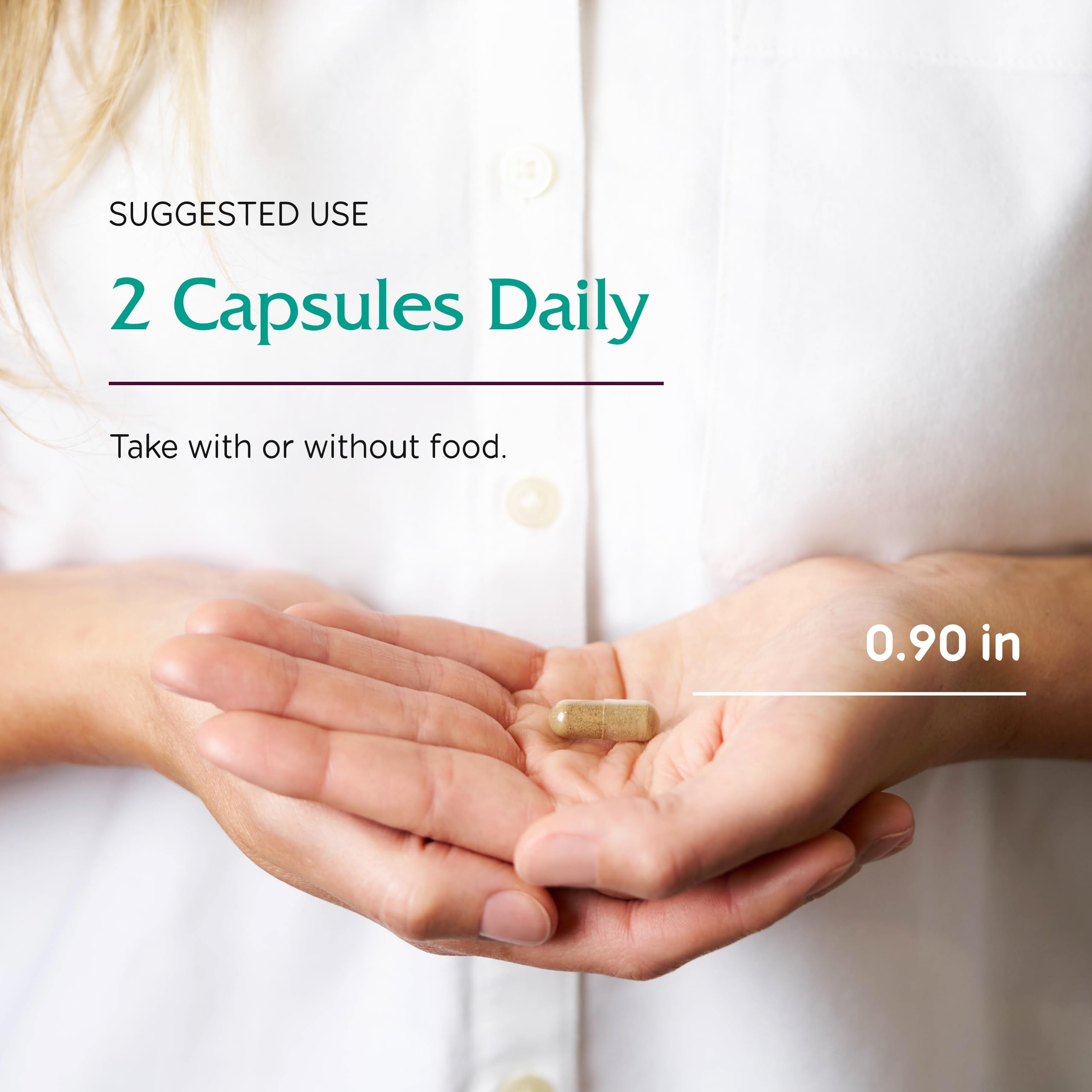 Lifestyle shot with calm moment and Vitanica Ovulation Assist bottle on table