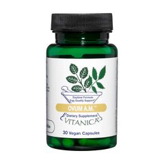 Vitanica Ovum A.M. bottle showcasing egg quality support and ovulation aid.