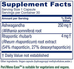 Vitanica Peri/Meno Ease capsules closeup highlighting herbal formula for hot flashes
