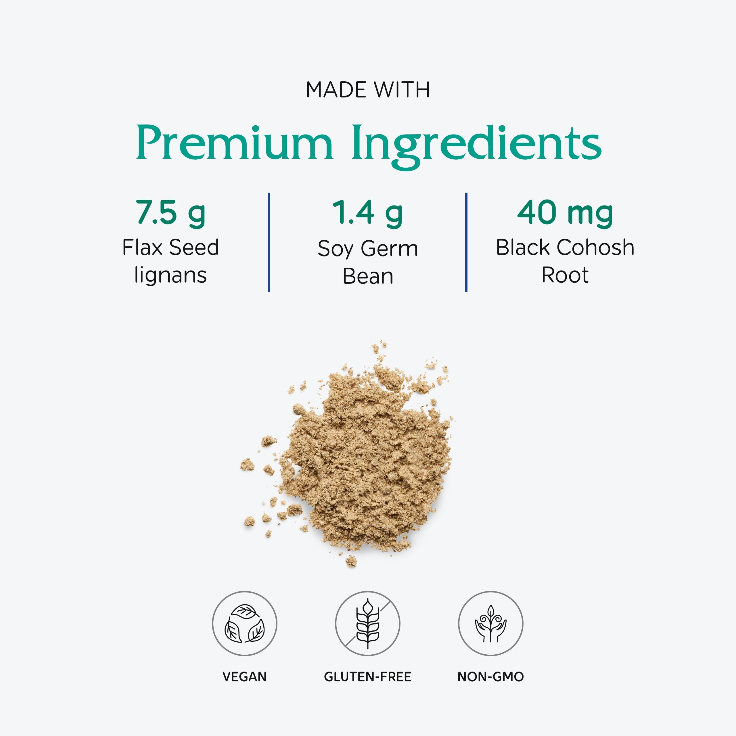 Vitanica Phytoestrogen soy isoflavones powder highlights soy-based phytoestrogens for balance.