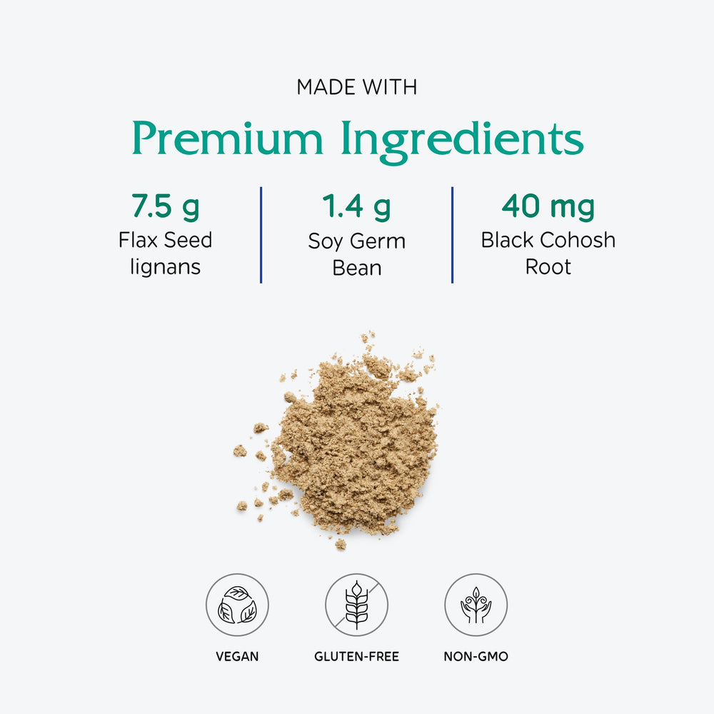Vitanica Phytoestrogen soy isoflavones powder highlights soy-based phytoestrogens for balance.