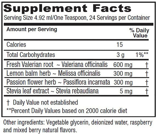 Close-up of Vitanica Sleep Tonic label showing herbal blend