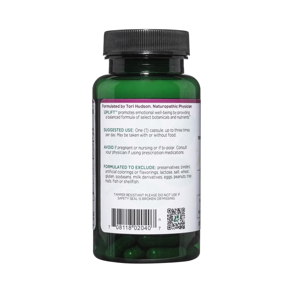 Vitanica Uplift bottle label detail with ingredients glance.