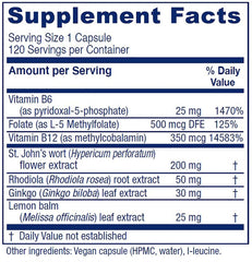 Vitanica Uplift bottle open with label visible, vegan mood formula