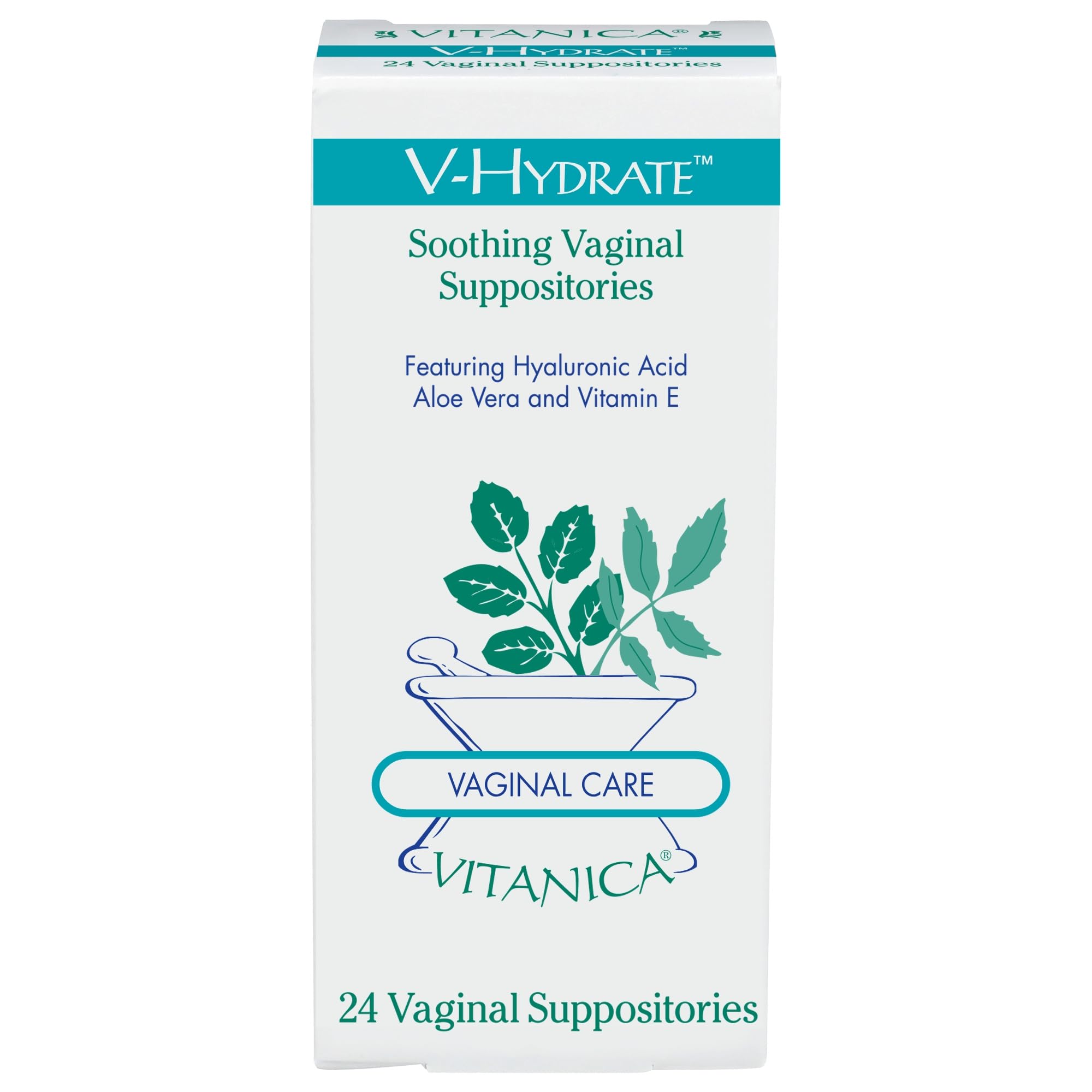 Vitanica V-Hydrate box front, hydration packaging.