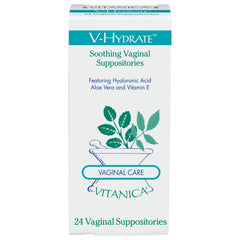 Vitanica V-Hydrate box front, hydration packaging.