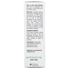 Close-up of Vitanica V-Hydrate 24-count suppositories package.