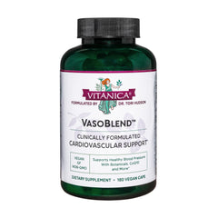 Vitanica VasoBlend bottle pouring capsules for heart health support